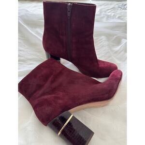 Enzo Angiolini Burgundy Suede Ankle Boots